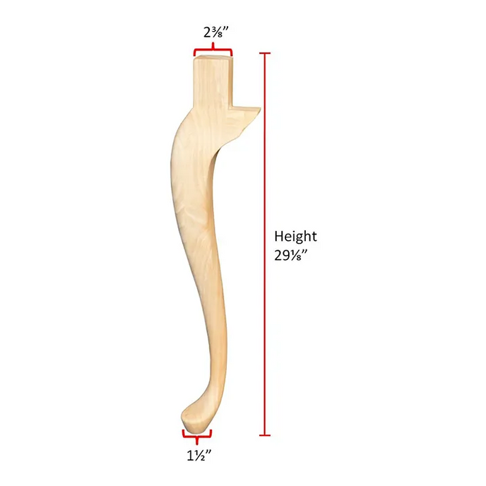 29 1/8’ Queen Anne Hardwood Table Leg (Tl-660-Rw-Unf) Legs