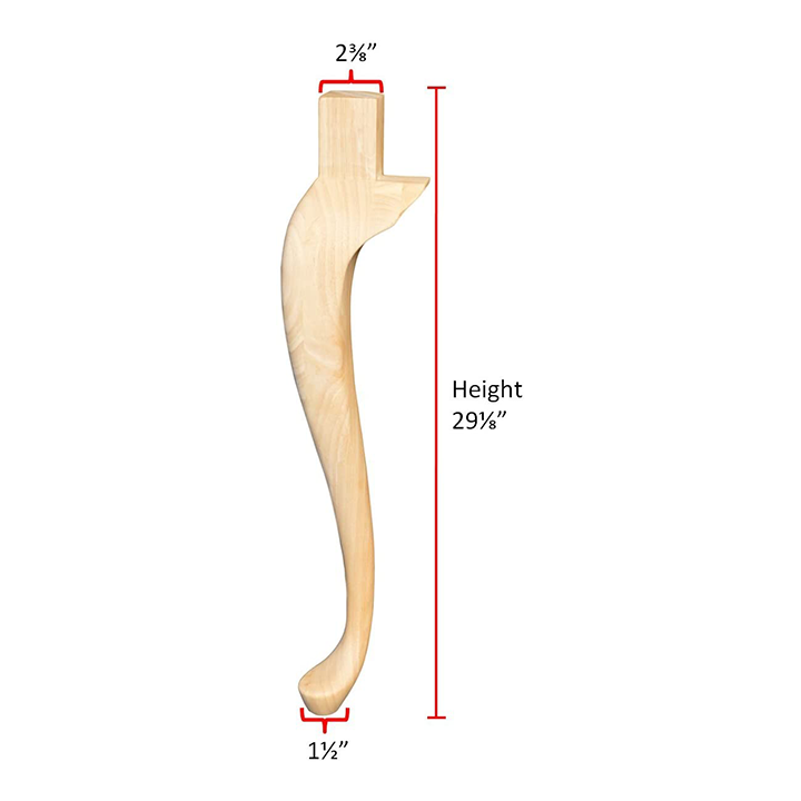 29 1/8’ Queen Anne Hardwood Table Leg (Tl-660-Rw-Unf) Legs